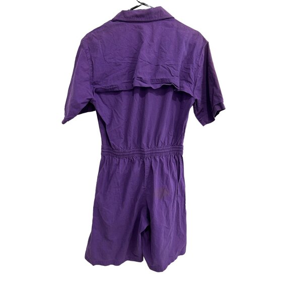 Regina Porter Purple Cotton Romper Drawstring Waist Pockets Sz XS - Picture 2 of 10
